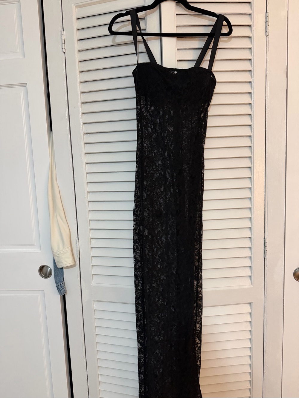 Lovers + Friends Black Lace Maxi Dress with Double Straps